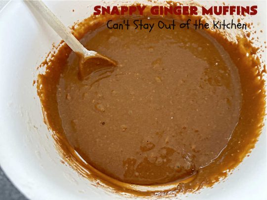 Snappy Ginger Muffins | Can't Stay Out of the Kitchen | #Molasses, #cinnamon & #ginger give these #muffins their fantastic #Gingerbread taste. Every bite will have you dreaming of another! Great for weekend, company or a #holiday #breakfast or #brunch. #HolidayBreakfast #GingerMuffins #SnappyGingerMuffins #GingerbreadMuffins