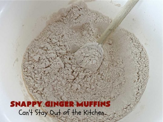 Snappy Ginger Muffins | Can't Stay Out of the Kitchen | #Molasses, #cinnamon & #ginger give these #muffins their fantastic #Gingerbread taste. Every bite will have you dreaming of another! Great for weekend, company or a #holiday #breakfast or #brunch. #HolidayBreakfast #GingerMuffins #SnappyGingerMuffins #GingerbreadMuffins