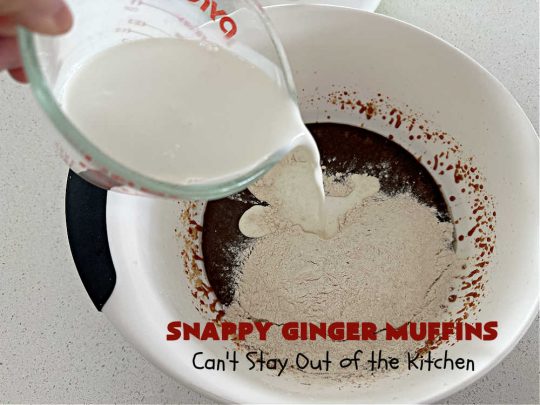 Snappy Ginger Muffins | Can't Stay Out of the Kitchen | #Molasses, #cinnamon & #ginger give these #muffins their fantastic #Gingerbread taste. Every bite will have you dreaming of another! Great for weekend, company or a #holiday #breakfast or #brunch. #HolidayBreakfast #GingerMuffins #SnappyGingerMuffins #GingerbreadMuffins