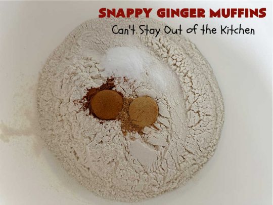 Snappy Ginger Muffins | Can't Stay Out of the Kitchen | #Molasses, #cinnamon & #ginger give these #muffins their fantastic #Gingerbread taste. Every bite will have you dreaming of another! Great for weekend, company or a #holiday #breakfast or #brunch. #HolidayBreakfast #GingerMuffins #SnappyGingerMuffins #GingerbreadMuffins
