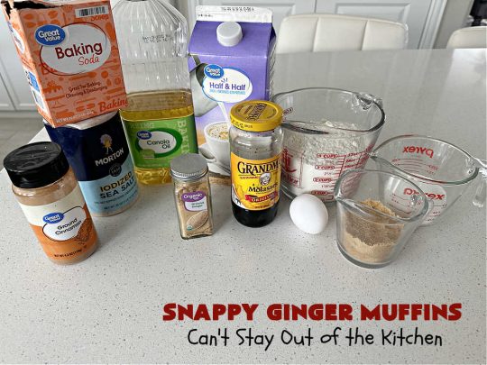 Snappy Ginger Muffins | Can't Stay Out of the Kitchen | #Molasses, #cinnamon & #ginger give these #muffins their fantastic #Gingerbread taste. Every bite will have you dreaming of another! Great for weekend, company or a #holiday #breakfast or #brunch. #HolidayBreakfast #GingerMuffins #SnappyGingerMuffins #GingerbreadMuffins