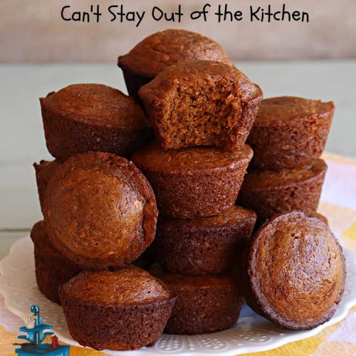 Snappy Ginger Muffins | Can't Stay Out of the Kitchen | #Molasses, #cinnamon & #ginger give these #muffins their fantastic #Gingerbread taste. Every bite will have you dreaming of another! Great for weekend, company or a #holiday #breakfast or #brunch. #HolidayBreakfast #GingerMuffins #SnappyGingerMuffins #GingerbreadMuffins