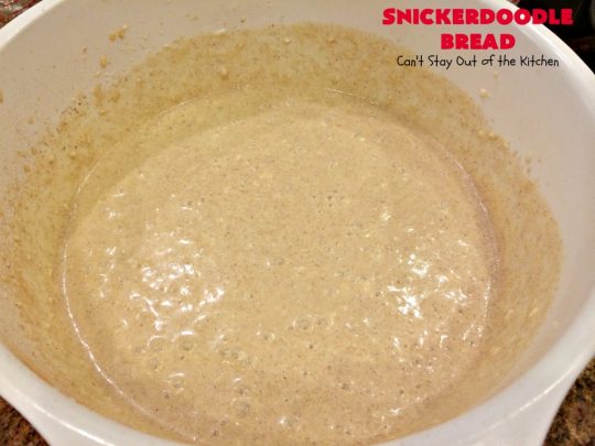 Snickerdoodle Bread | Can't Stay Out of the Kitchen | this #bread is awesome! It tastes like #Snickerdoodles with lots of #cinnamon & cinnamon chips in the batter. Terrific for a #holiday, company or weekend #breakfast. Every bite will have you drooling! #Brunch #SnickerdoodleBread #HolidayBreakfast #Fall #FallBaking