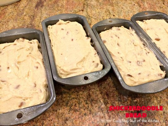 Snickerdoodle Bread | Can't Stay Out of the Kitchen | this #bread is awesome! It tastes like #Snickerdoodles with lots of #cinnamon & cinnamon chips in the batter. Terrific for a #holiday, company or weekend #breakfast. Every bite will have you drooling! #Brunch #SnickerdoodleBread #HolidayBreakfast #Fall #FallBaking