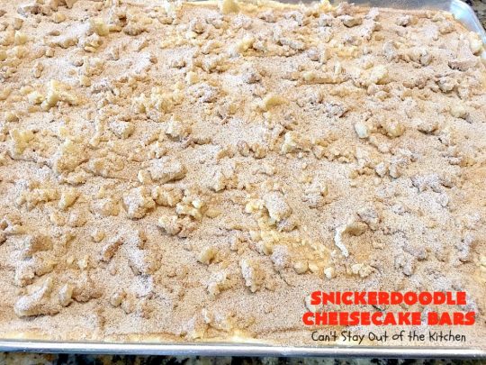 Snickerdoodle Cheesecake Bars | Can't Stay Out of the Kitchen | these #brownie-type #cookies are awesome! They're terrific treats for #holiday baking, potlucks or #tailgating. #dessert #cheesecake #snickerdoodles