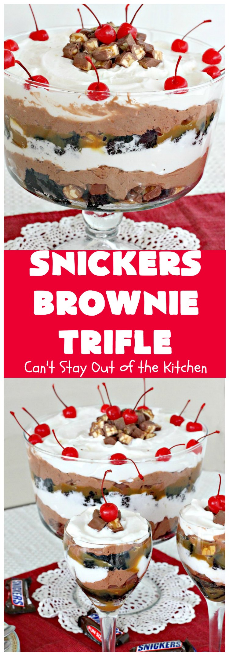 Snickers Brownie Trifle | Can't Stay Out of the Kitchen
