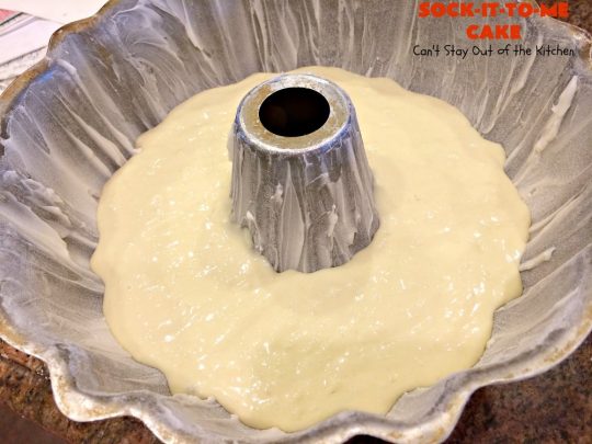 Sock-It-To-Me Cake | Can't Stay Out of the Kitchen | this fantastic #cake will knock your socks off! It has a lovely #pecan streusel filling in the middle & it's glazed with vanilla icing. We serve this as a #coffeecake for #breakfast or for #dessert. #Brunch #Holiday #cinnamon #HolidayBreakfast #SockItToMeCake 