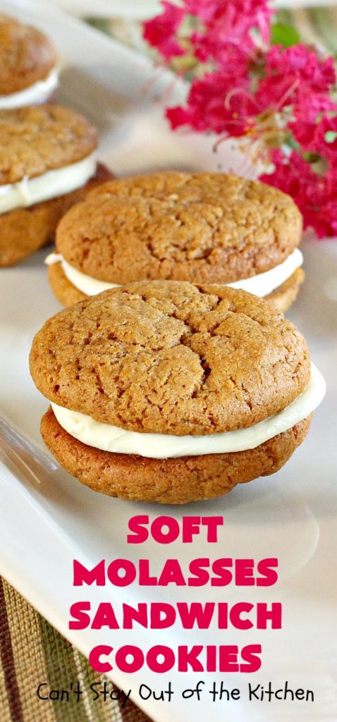 Soft Molasses Sandwich Cookies | Can't Stay Out of the Kitchen | these are always one of our most requested #cookies at #Christmas. Everybody loves them! #molasses #dessert #whoopiepie