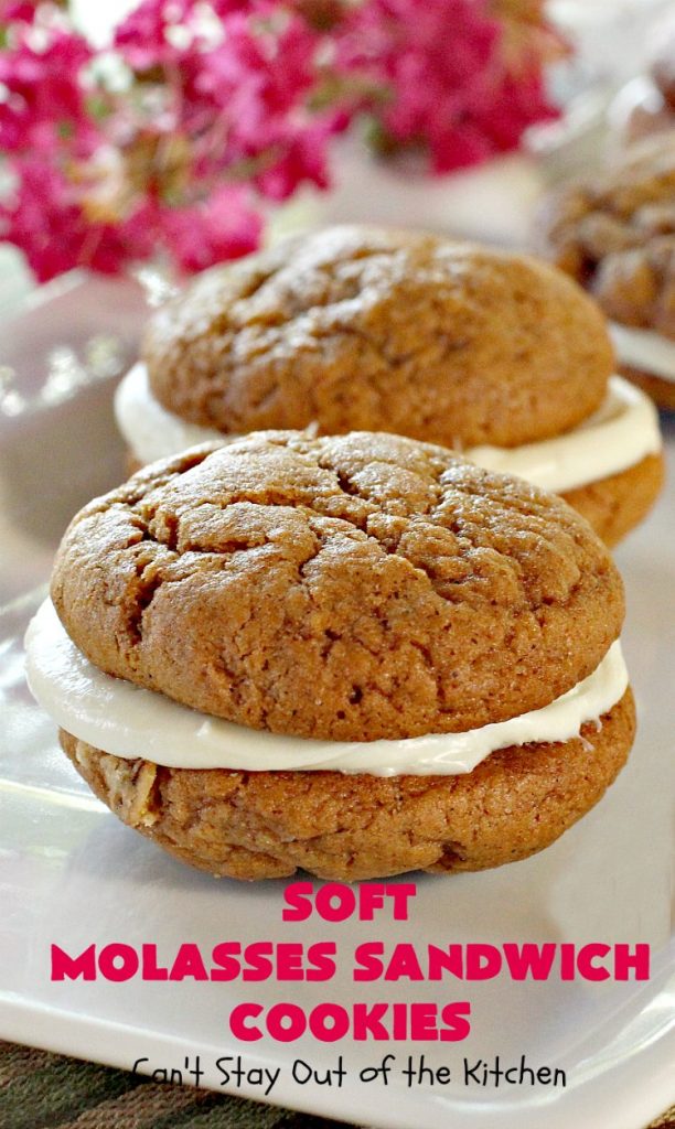 Soft Molasses Sandwich Cookies | Can't Stay Out of the Kitchen | these are always one of our most requested #cookies at #Christmas. Everybody loves them! #molasses #dessert #whoopiepie