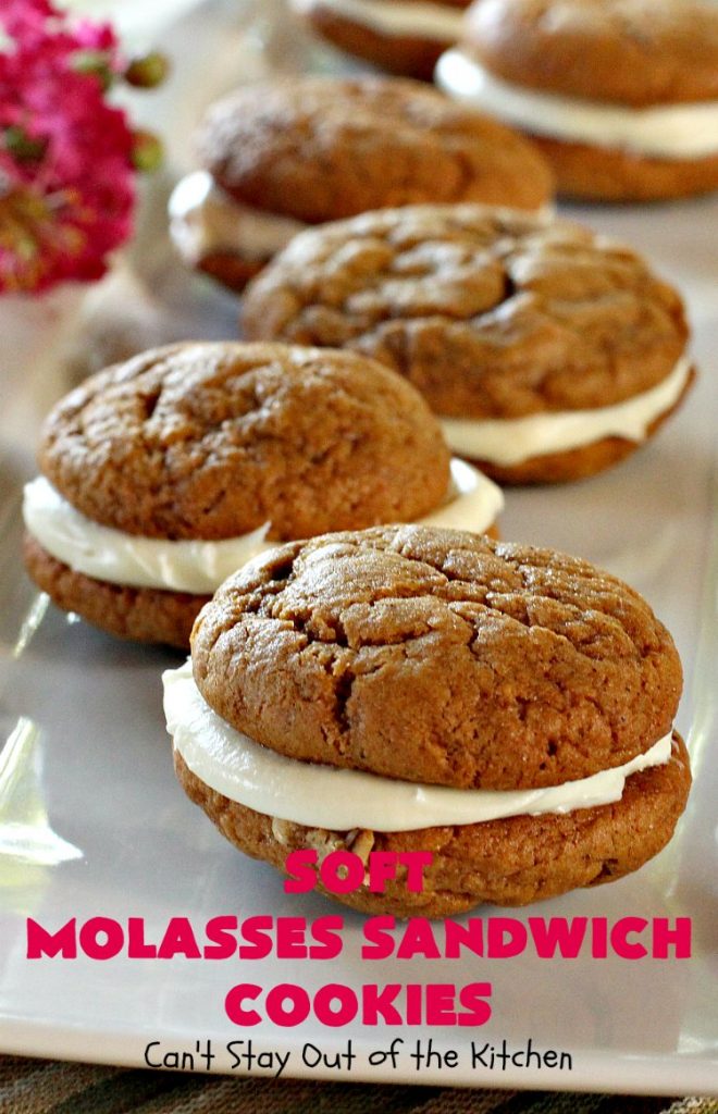 Soft Molasses Sandwich Cookies | Can't Stay Out of the Kitchen | these are always one of our most requested #cookies at #Christmas. Everybody loves them! #molasses #dessert #whoopiepie