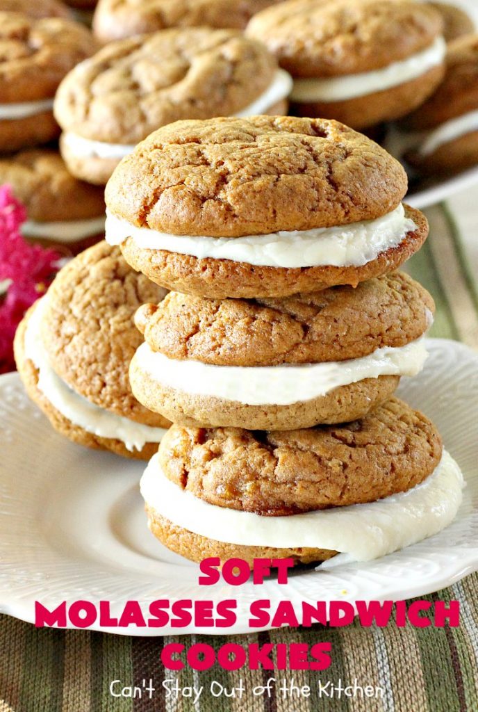 Soft Molasses Sandwich Cookies | Can't Stay Out of the Kitchen | these are always one of our most requested #cookies at #Christmas. Everybody loves them! #molasses #dessert #whoopiepie