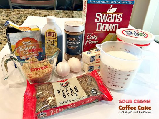 Sour Cream Coffee Cake | Can't Stay Out of the Kitchen | this luscious #coffeecake has a #praline filling to die for! Great for a #holiday #breakfast or #dessert. #cake