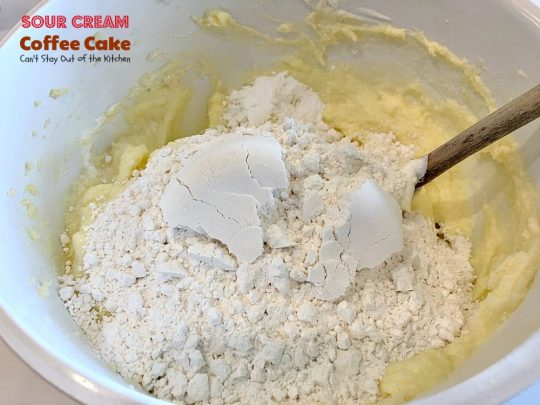Sour Cream Coffee Cake | Can't Stay Out of the Kitchen | this luscious #coffeecake has a #praline filling to die for! Great for a #holiday #breakfast or #dessert. #cake