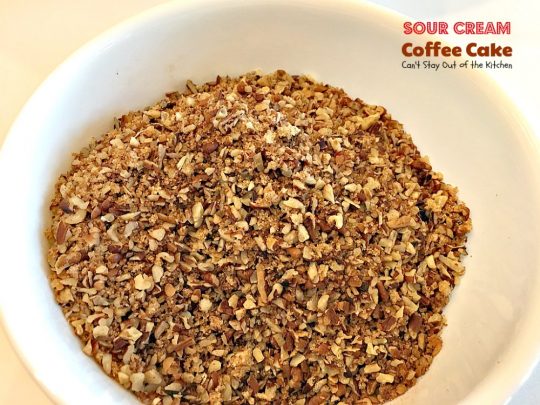Sour Cream Coffee Cake | Can't Stay Out of the Kitchen | this luscious #coffeecake has a #praline filling to die for! Great for a #holiday #breakfast or #dessert. #cake