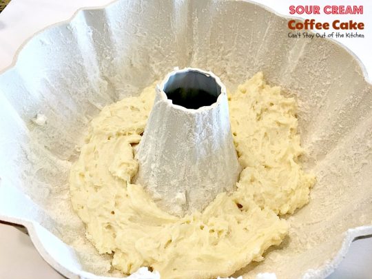 Sour Cream Coffee Cake | Can't Stay Out of the Kitchen | this luscious #coffeecake has a #praline filling to die for! Great for a #holiday #breakfast or #dessert. #cake