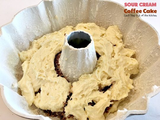 Sour Cream Coffee Cake | Can't Stay Out of the Kitchen | this luscious #coffeecake has a #praline filling to die for! Great for a #holiday #breakfast or #dessert. #cake