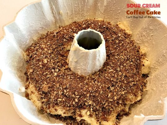 Sour Cream Coffee Cake | Can't Stay Out of the Kitchen | this luscious #coffeecake has a #praline filling to die for! Great for a #holiday #breakfast or #dessert. #cake