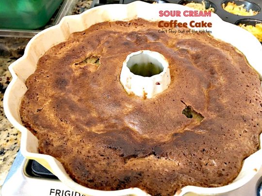 Sour Cream Coffee Cake | Can't Stay Out of the Kitchen | this luscious #coffeecake has a #praline filling to die for! Great for a #holiday #breakfast or #dessert. #cake