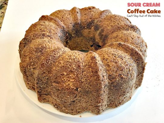 Sour Cream Coffee Cake | Can't Stay Out of the Kitchen | this luscious #coffeecake has a #praline filling to die for! Great for a #holiday #breakfast or #dessert. #cake