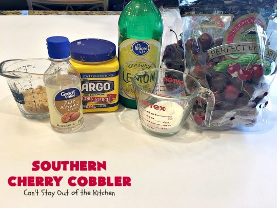 Southern Cherry Cobbler | Can't Stay Out of the Kitchen | This fantastic #cherry #cobbler is the perfect #dessert for company now that fresh #cherries are in season. Terrific for potlucks & backyard BBQs. #cherrycobbler #Canbassador #NorthwestCherryGrowers