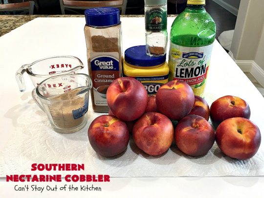 Southern Nectarine Cobbler | Can't Stay Out of the Kitchen | this sensational #cobbler will knock your socks off! I served it to a houseful of company & everyone loved it. It tastes a lot like #PeachCobbler but it's made with #nectarines. #dessert #southern #SouthernNectarineCobbler #NectarineDessert #Canbassador #WashingtonStateFruitCommission #WashingtonStoneFruitGrowers #WashingtonStateStoneFruitGrowers