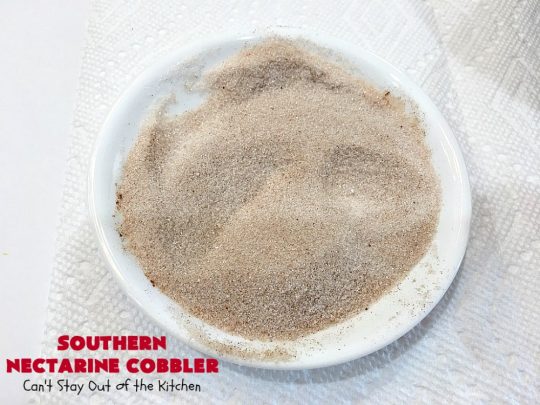 Southern Nectarine Cobbler | Can't Stay Out of the Kitchen | this sensational #cobbler will knock your socks off! I served it to a houseful of company & everyone loved it. It tastes a lot like #PeachCobbler but it's made with #nectarines. #dessert #southern #SouthernNectarineCobbler #NectarineDessert #Canbassador #WashingtonStateFruitCommission #WashingtonStoneFruitGrowers #WashingtonStateStoneFruitGrowers