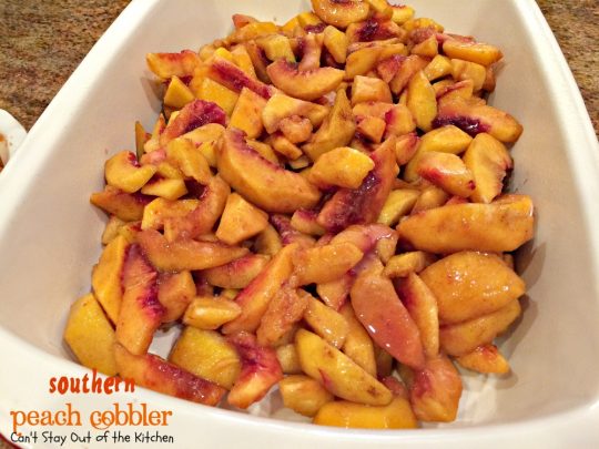 Southern Peach Cobbler | Can't Stay Out of the Kitchen | BEST #peachcobbler recipe ever! We loved this cobbler served with #icecream. #peaches #dessert