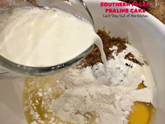 Southern Pecan Praline Cake | Can't Stay Out of the Kitchen | this fantastic #cake tastes like eating #pralines in a butter #pecan cake! It explodes in flavor & is perfect for #dessert or a #holiday #breakfast since it has the consistency of #coffeecake. #Easter #MothersDay #FathersDay