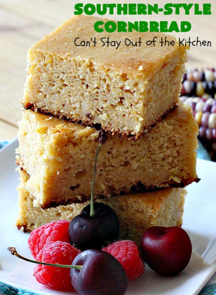 Southern-Style Cornbread | Can't Stay Out of the Kitchen | this is one of the BEST #cornbread #recipes you'll ever eat! It's so mouthwatering & delicious it's like eating #dessert! Every bite will have you coming back for more. #Southern #molasses #SouthernCornbread #SouthernStyleCornbread #cornmeal #MoistCornbread #BestCornbread #Fall #FallBaking