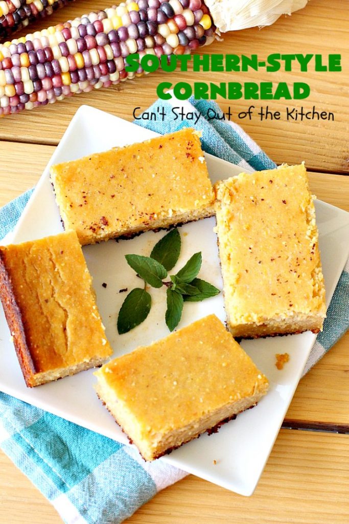 Southern-Style Cornbread | Can't Stay Out of the Kitchen | this is one of the BEST #cornbread #recipes you'll ever eat! It's so mouthwatering & delicious it's like eating #dessert! Every bite will have you coming back for more. #Southern #molasses #SouthernCornbread #SouthernStyleCornbread #cornmeal #MoistCornbread #BestCornbread #Fall #FallBaking