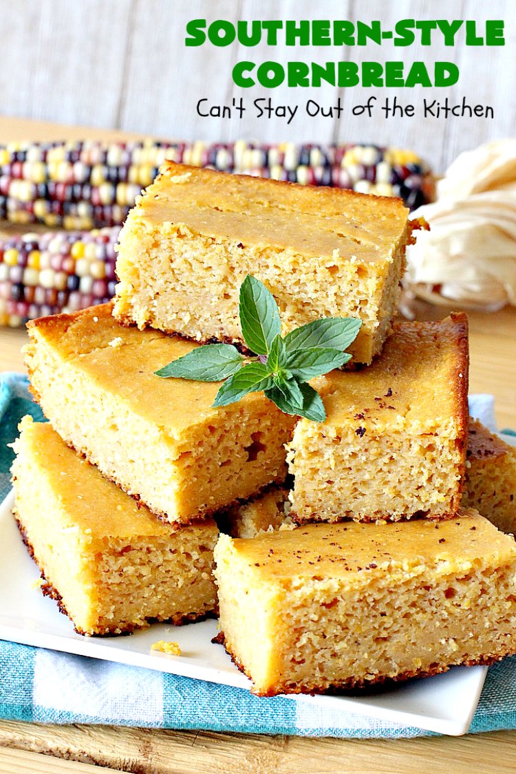 Southern-Style Cornbread | Can't Stay Out of the Kitchen | this is one of the BEST #cornbread #recipes you'll ever eat! It's so mouthwatering & delicious it's like eating #dessert! Every bite will have you coming back for more. #Southern #molasses #SouthernCornbread #SouthernStyleCornbread #cornmeal #MoistCornbread #BestCornbread #Fall #FallBaking