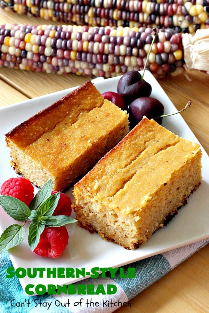 Southern-Style Cornbread | Can't Stay Out of the Kitchen | this is one of the BEST #cornbread #recipes you'll ever eat! It's so mouthwatering & delicious it's like eating #dessert! Every bite will have you coming back for more. #Southern #molasses #SouthernCornbread #SouthernStyleCornbread #cornmeal #MoistCornbread #BestCornbread #Fall #FallBaking