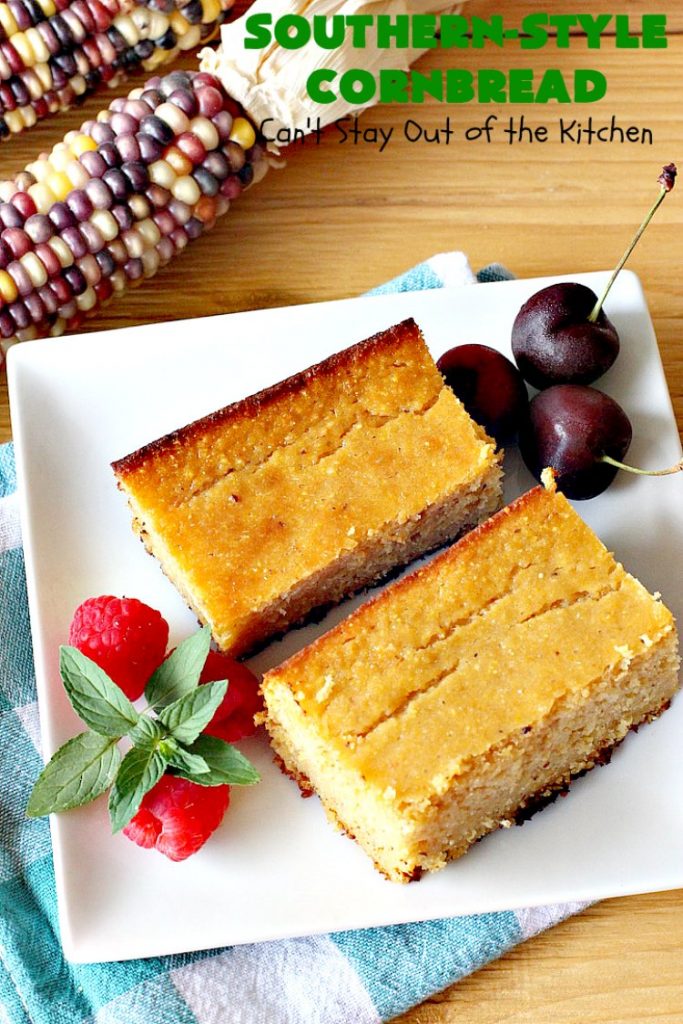 Southern-Style Cornbread | Can't Stay Out of the Kitchen | this is one of the BEST #cornbread #recipes you'll ever eat! It's so mouthwatering & delicious it's like eating #dessert! Every bite will have you coming back for more. #Southern #molasses #SouthernCornbread #SouthernStyleCornbread #cornmeal #MoistCornbread #BestCornbread #Fall #FallBaking
