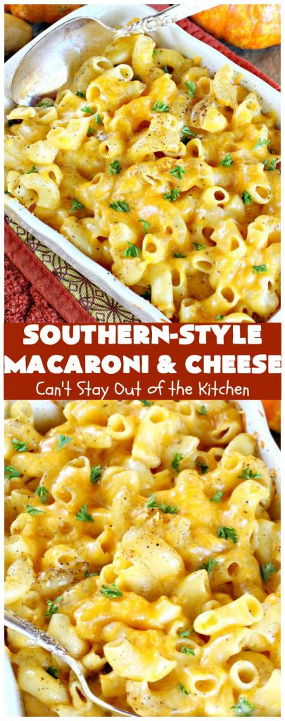 Southern-Style Macaroni and Cheese | Can't Stay Out of the Kitchen | I love this fantastic #macaroni & #cheese dish. It uses 3 cheeses & gets its zip from #cajun seasoning. This kid-friendly #casserole is perfect for potlucks or #MeatlessMondays. #macaroniandcheese