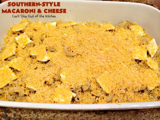Southern-Style Macaroni and Cheese | Can't Stay Out of the Kitchen | I love this fantastic #macaroni & #cheese dish. It uses 3 cheeses & gets its zip from #cajun seasoning. This kid-friendly #casserole is perfect for potlucks or #MeatlessMondays. #macaroniandcheese