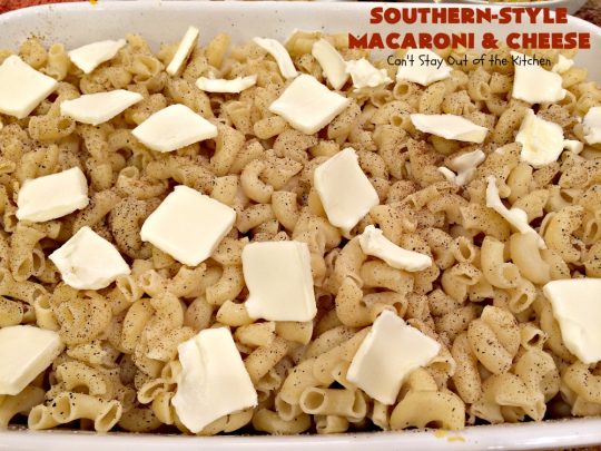 Southern-Style Macaroni and Cheese | Can't Stay Out of the Kitchen | I love this fantastic #macaroni & #cheese dish. It uses 3 cheeses & gets its zip from #cajun seasoning. This kid-friendly #casserole is perfect for potlucks or #MeatlessMondays. #macaroniandcheese