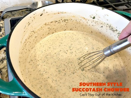 Southern Style Succotash Chowder | Can't Stay Out of the Kitchen | this amazing #soup is loaded with #corn #limabeans #bacon & other veggies. It's a terrific meal for cold winter days when you want a hot lunch or dinner. #glutenfree