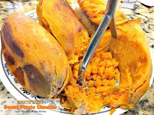 Southwest Sweet Potato Soup | Can't Stay Out of the Kitchen | creamy #soup is healthy & delicious. Filled with #sweetpotatoes #blackbeans #corn & #TexMex seasonings. Amazing comfort food.