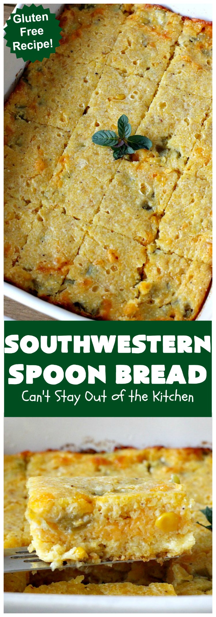 Southwestern Spoon Bread | Can't Stay Out of the Kitchen | this delicious #SpoonBread is a cross between #CornCasserole & #cornbread. It has rich #TexMex flavor using diced #GreenChilies & #CheddarCheese. #corn #SouthwesternSpoonBread