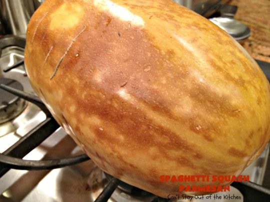 Spaghetti Squash Parmesan | Can't Stay Out of the Kitchen | this is one of the most spectacular ways to serve #SpaghettiSquash ever! It's chocked full of veggies & is layered twice with #parmesan, #mozzarella & #romano cheeses. Terrific for #MeatlessMondays or for #holidays like #Easter or #MothersDay. #Healthy, #LowCalorie #GlutenFree #CleanEating #SpaghettiSquashParmesan #Zucchini #SpaghettiSquashCasserole #YellowSquash #Carrots