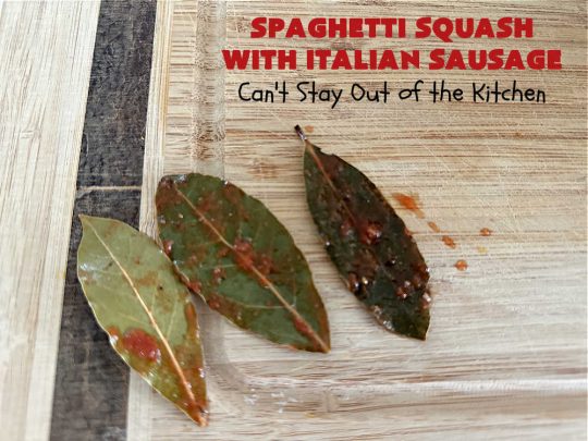 Spaghetti Squash with Italian Sausage | Can't Stay Out of the Kitchen | this delicious entree is terrific for those looking for tasty #LowCalorie meals. #SpaghettiSquash is substituted for regular #pasta in this #healthy version of a family favorite. Delicious way to enjoy #spaghetti but without all the #calories & #carbs. #ItalianSausage #GroundBeef #tomatoes #GlutenFree #SpaghettiSquashWithItalianSausage