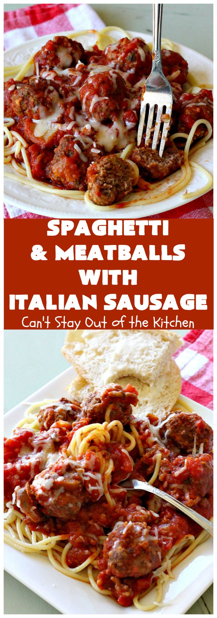 Spaghetti and Meatballs With Italian Sausage | Can't Stay Out of the Kitchen | amazing comfort food #recipe with both #beef #meatballs and #ItalianSausage. Hearty, filling & satisfying. #pork #GroundBeef #spaghetti #SpaghettiAndMeatballs #Italian #SpaghettiAndMeatballsWithItalianSausage