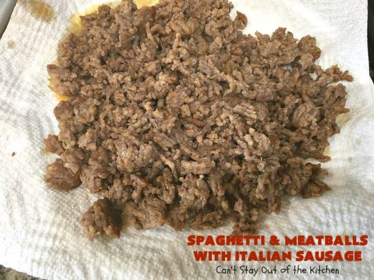 Spaghetti and Meatballs With Italian Sausage | Can't Stay Out of the Kitchen | amazing comfort food #recipe with both #beef #meatballs and #ItalianSausage. Hearty, filling & satisfying. #pork #GroundBeef #spaghetti #SpaghettiAndMeatballs #Italian #SpaghettiAndMeatballsWithItalianSausage