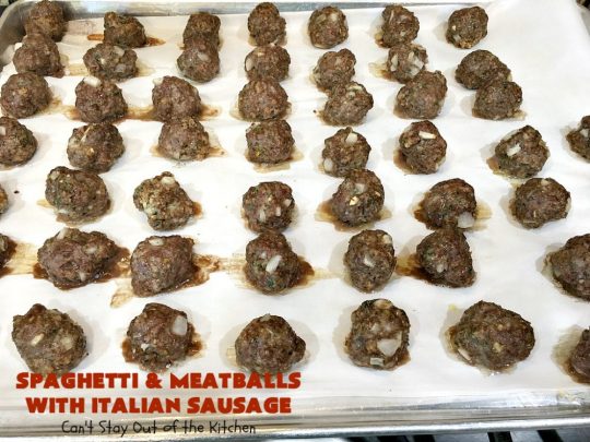 Spaghetti and Meatballs With Italian Sausage | Can't Stay Out of the Kitchen | amazing comfort food #recipe with both #beef #meatballs and #ItalianSausage. Hearty, filling & satisfying. #pork #GroundBeef #spaghetti #SpaghettiAndMeatballs #Italian #SpaghettiAndMeatballsWithItalianSausage