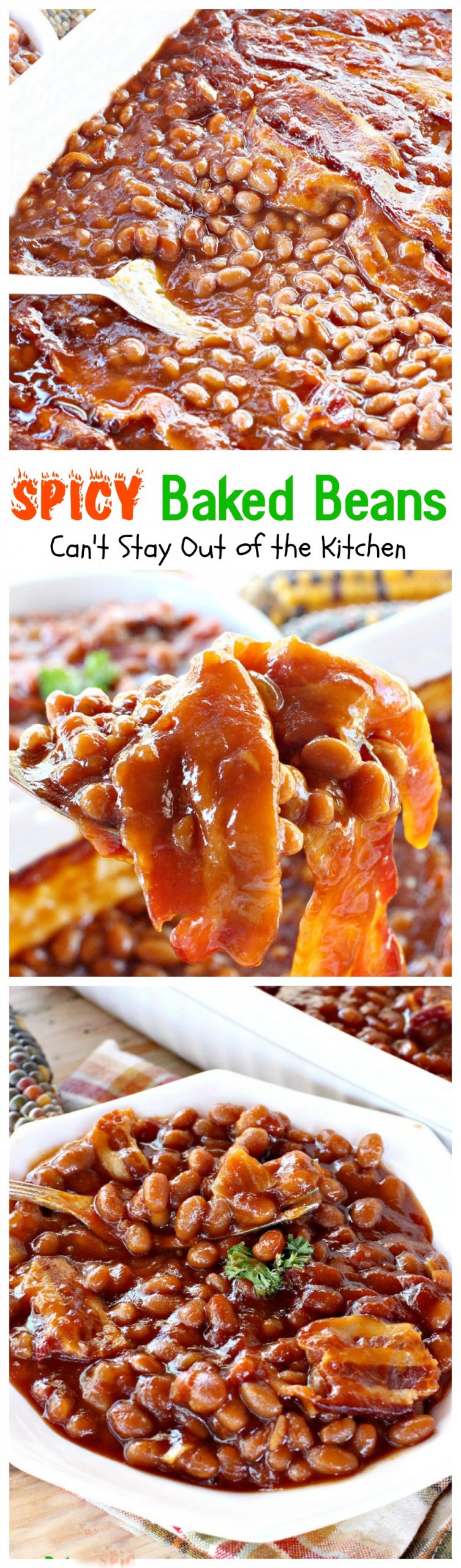 Spicy Baked Beans | Can't Stay Out of the Kitchen | great for summer picnics, these #bakedbeans have cayenne pepper for a little kick! #bacon