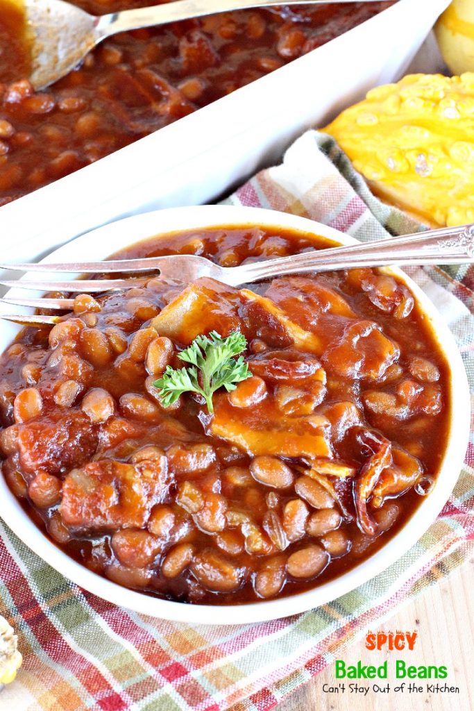 Spicy Baked Beans | Can't Stay Out of the Kitchen | great for summer picnics, these #bakedbeans have cayenne pepper for a little kick! #bacon