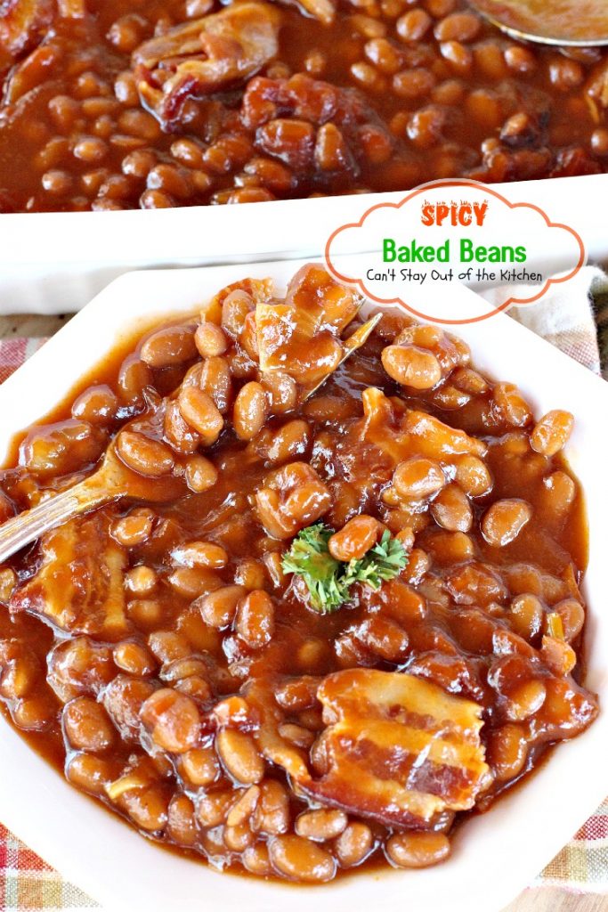 Spicy Baked Beans | Can't Stay Out of the Kitchen | great for summer picnics, these #bakedbeans have cayenne pepper for a little kick! #bacon
