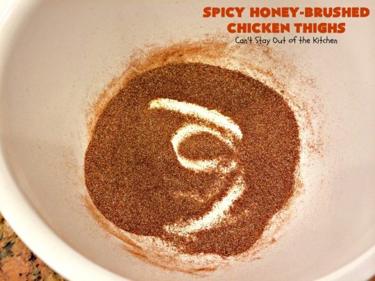 Spicy Honey-Brushed Chicken Thighs | Can't Stay Out of the Kitchen | this spectacular #chicken recipe can be served for #tailgating parties or for dinner. It's absolutely delicious, yet clean-eating & #glutenfree. #appetizer