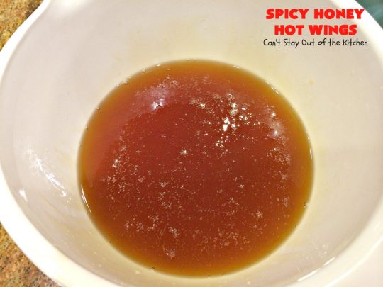 Spicy Honey Hot Wings | Can't Stay Out of the Kitchen | these #chicken #wings are awesome! They're a terrific #appetizer for #tailgating #NewYearsDay or #SuperBowl parties. #gluenfree