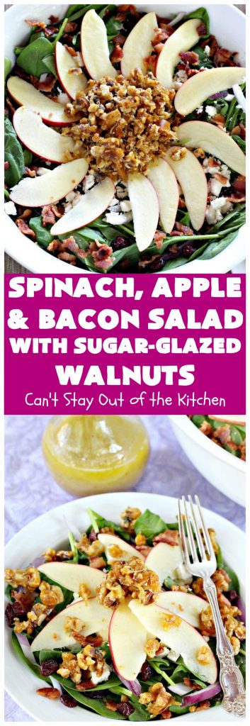 Spinach, Apple and Bacon Salad with Sugar-Glazed Walnuts | Can't Stay Out of  the Kitchen